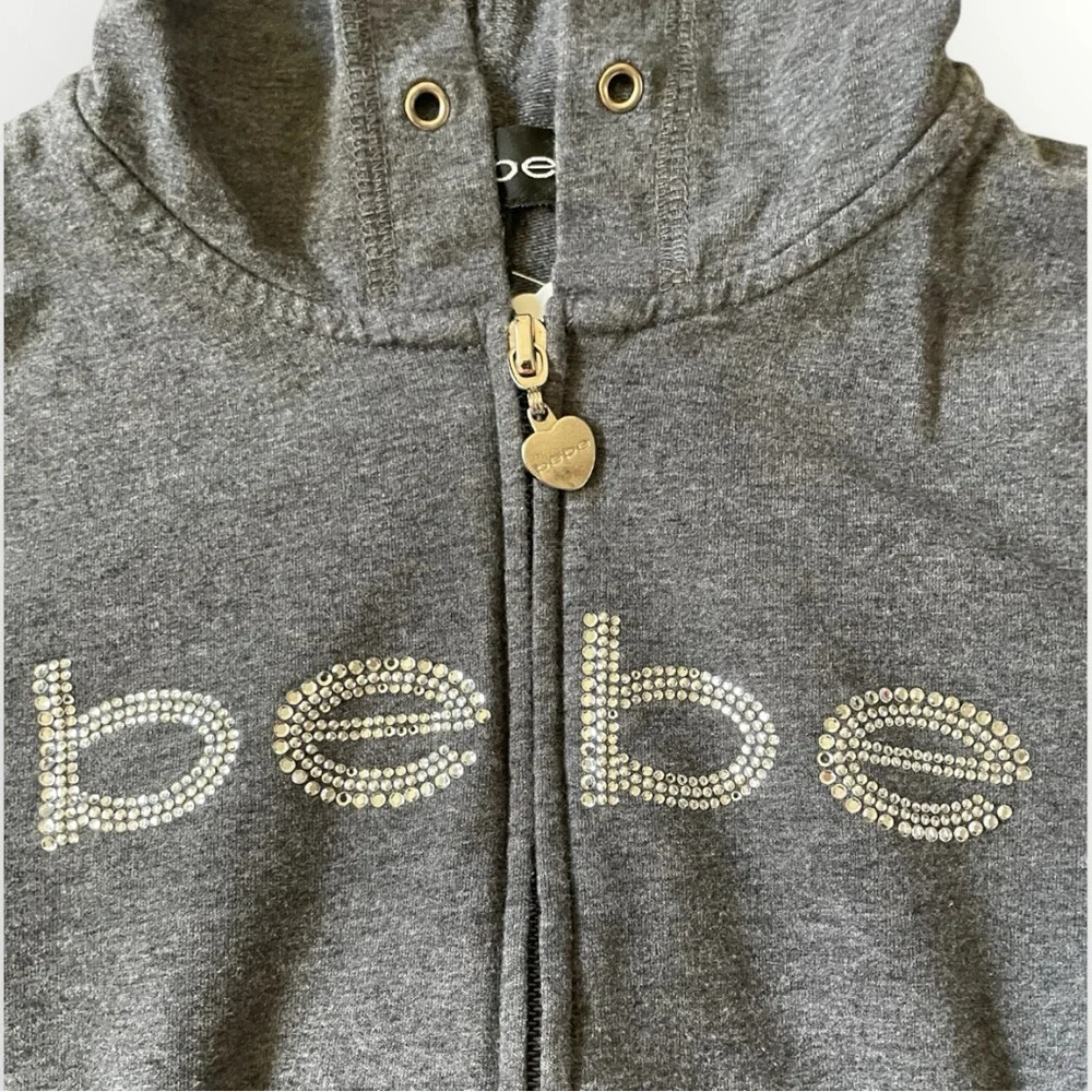 Y2K Rhinestone Bebe zip up cropped hoodie - Picture 3 of 5